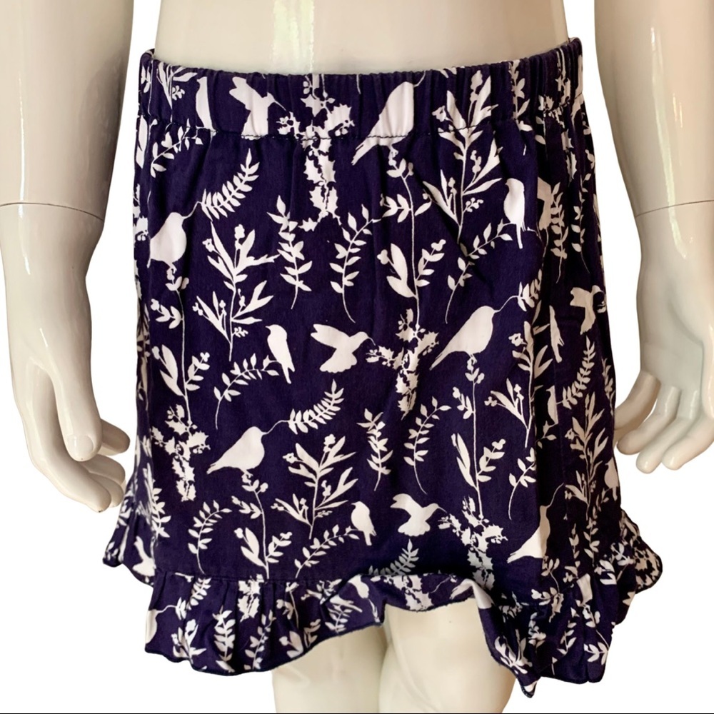 OSCAR DE LA RENTA Girls Cotton Poplin Bird Print Skirt Elastic Waist Ruffle Hem - Picture 3 of 16